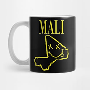 Vibrant Mali Africa x Eyes Happy Face: Unleash Your 90s Grunge Spirit! Smiling Squiggly Mouth Dazed Smiley Face Mug